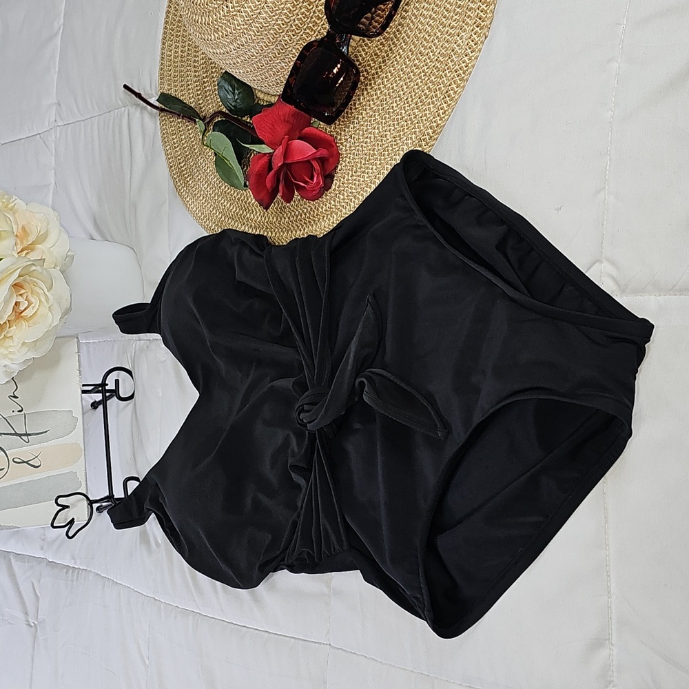 Aqua Green Black Waist Tie One Piece Swimsuit Vacation Beach Resortwear - Picture 15 of 15
